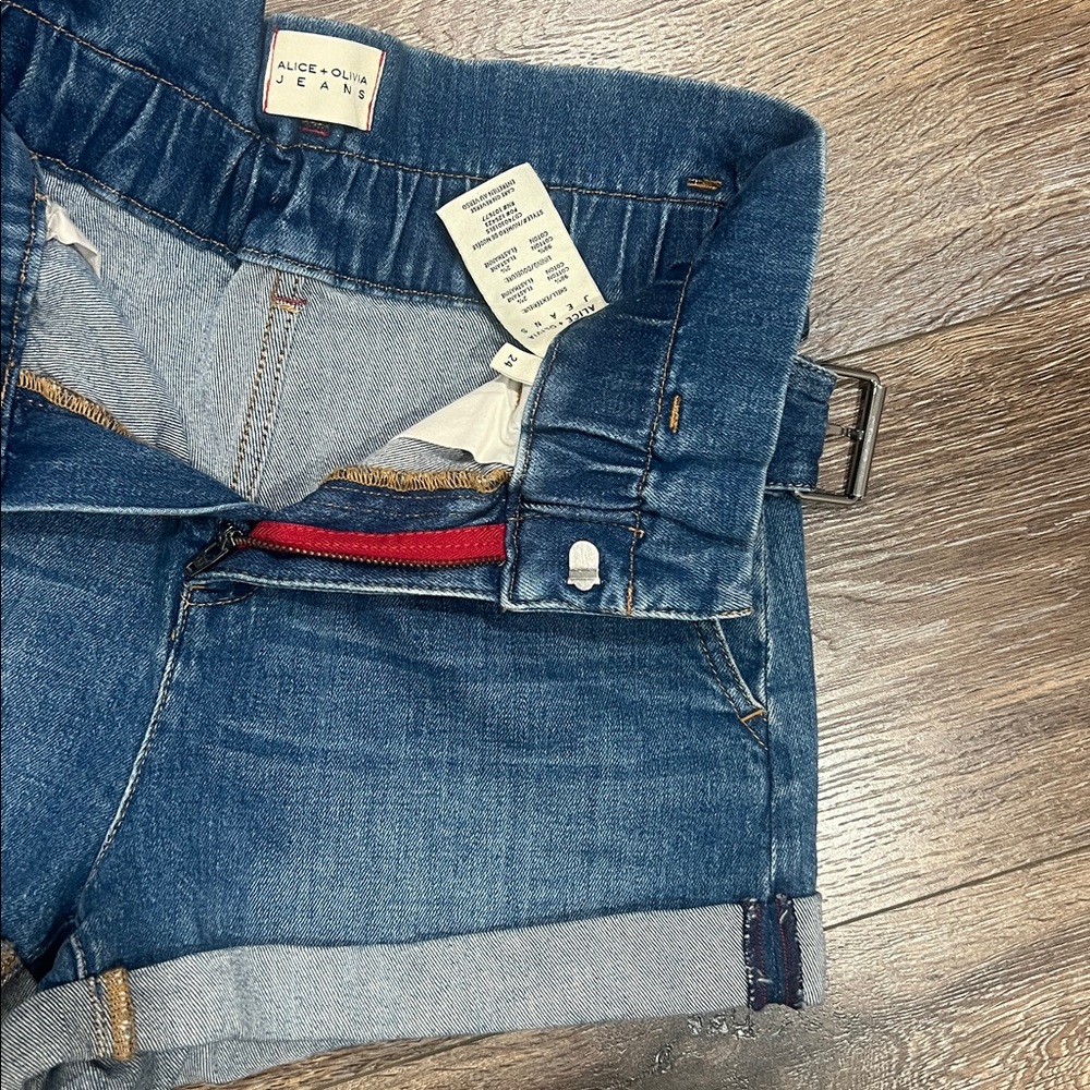 Alice + Olivia Jeans “Rosemary” High-Waisted Paperbag Belted Denim Shorts ❤️ - Picture 10 of 16